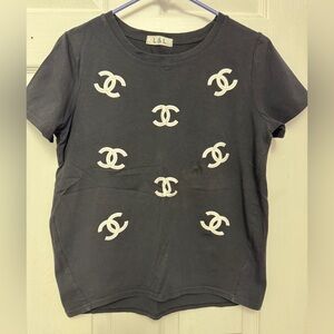 Black Short Sleeve Tee with White Accents